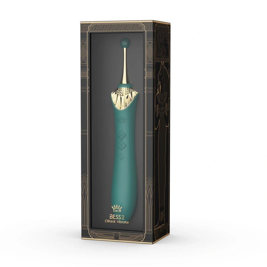 Мультифункциональный вибратор Zalo — Bess 2 Turquoise Green, 4 насадки, подогрев фото 11