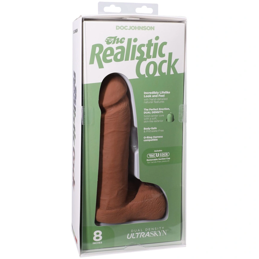 Фаллоимитатор Doc Johnson The Realistic Cock ULTRASKYN - 8 Inch with Balls Caramel фото 8