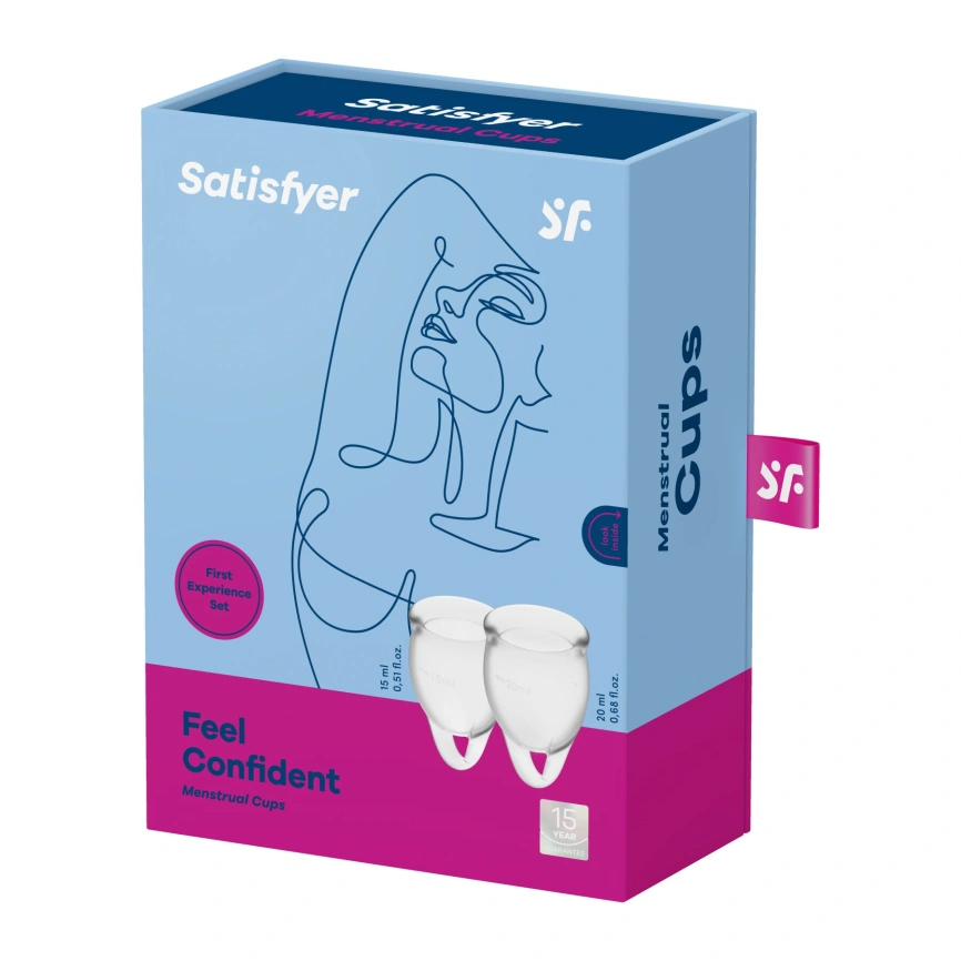 Набор менструальных чаш Satisfyer Feel Confident (Transparent), 15мл и 20мл, мешочек для хранения фото 4
