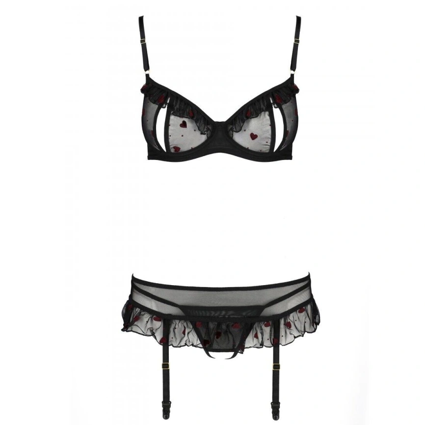 Сексуальный комплект с поясом для чулок Passion LOVELIA SET XXL/XXXL, black фото 12