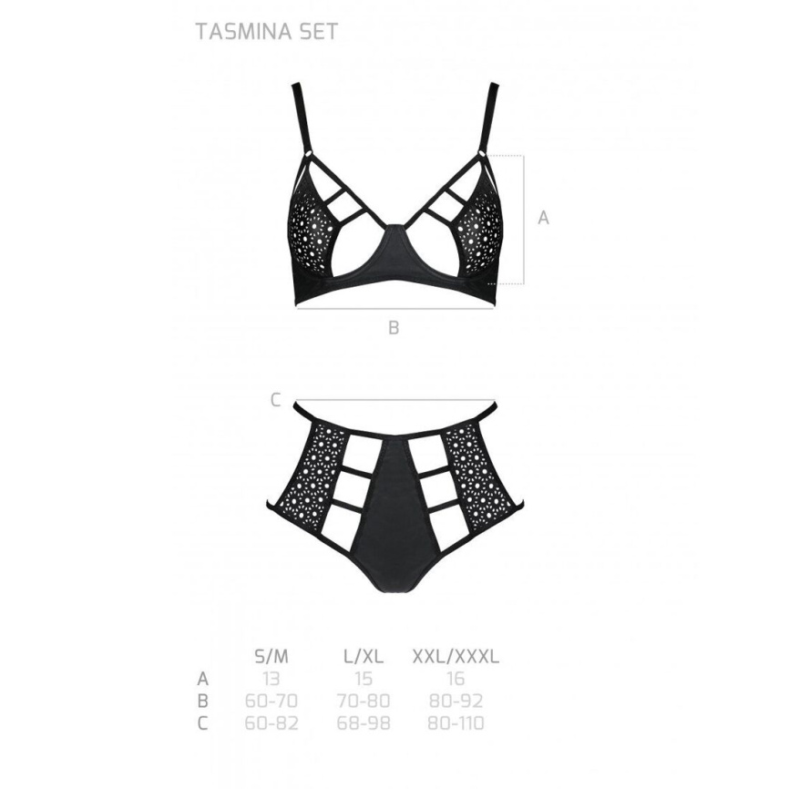 Розпродаж!!! Комплект з екошкіри Passion Tamaris Set black L/XL, бюстгальтер та трусики фото 5