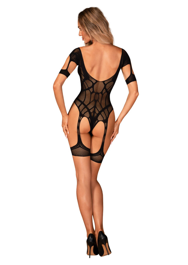 Нейлоновий бодістокінг з імітацією гартер Obsessive Bodystocking G334 S/M/L, black, з доступом фото 6