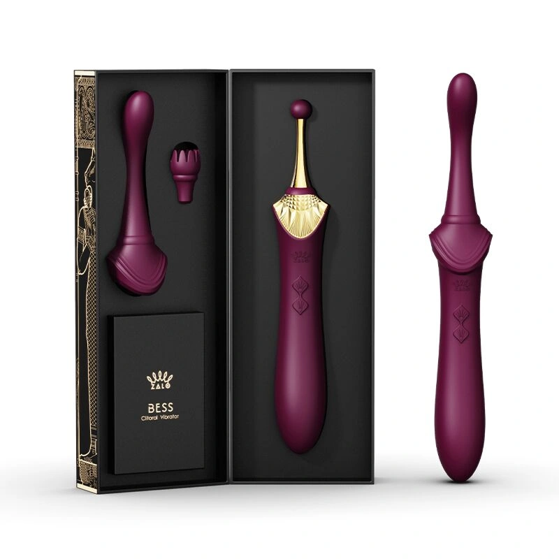 Вагинально-клиторальный вибратор Zalo — Bess Velvet Purple, мультифункциональный с насадками фото 8