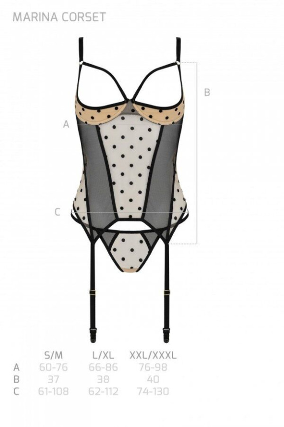 Корсет Passion MARINA CORSET, XXL/XXXL, beige, з відкритими чашками фото 5