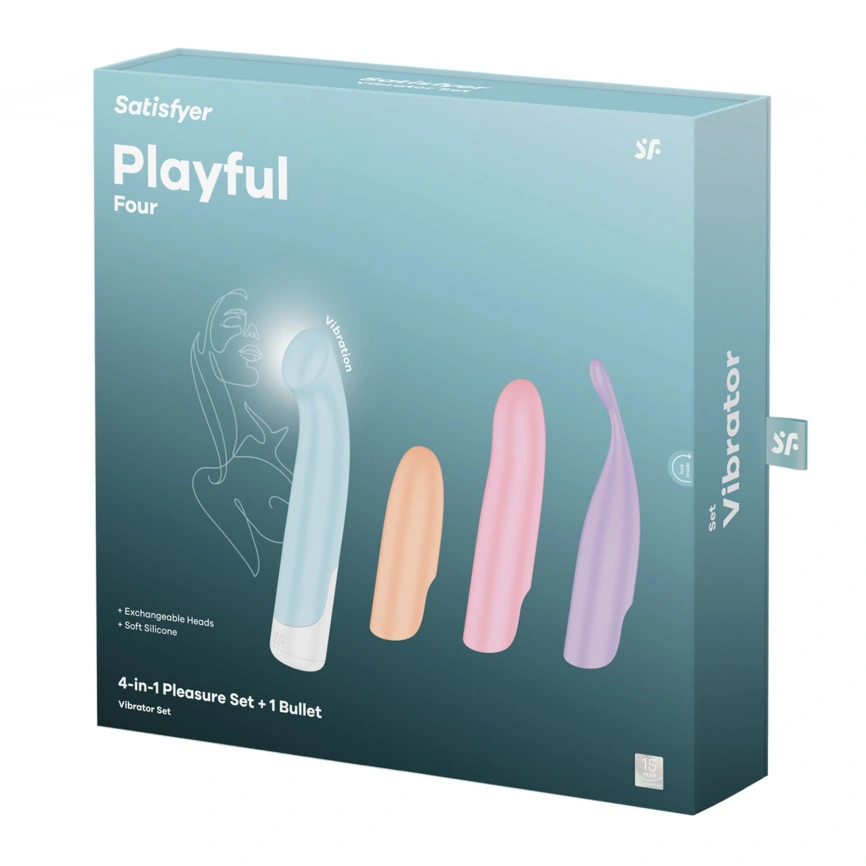 Набор 4-в-1 Satisfyer Playful Four, вибратор и 4 насадки, 12 режимов фото 9