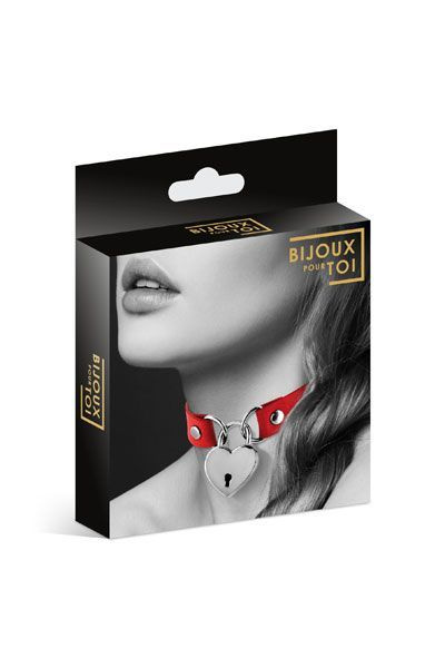 Чокер з замочком-сердечком Bijoux Pour Toi - HEART LOCK Red, екошкіра фото 3