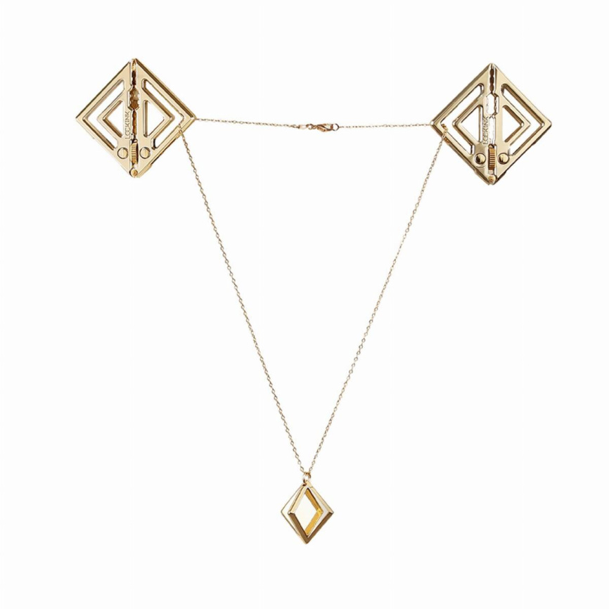 Затискачі для сосків з легкою підвіскою LOCKINK Adjustable Nipple Clamps with Light Pendant, золотисті фото 1