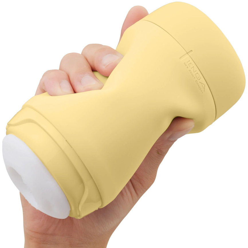 Мастурбатор TENGA PUFFY Custard Yellow, ультрам’який матеріал, багаторазовий, наскрізний фото 6