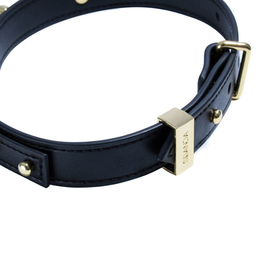 Нашийник LOCKINK Dark DIY Alphabet Collar, чорний, штучна шкіра, букви зі стразами фото 4