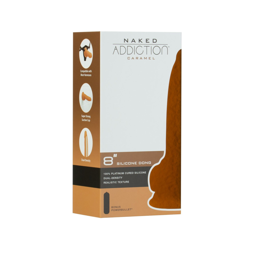 Фалоімітатор ADDICTION Dual Density Silicone Dildo Caramel 8″, присоска, діаметр 4,3 см, віброкуля фото 10