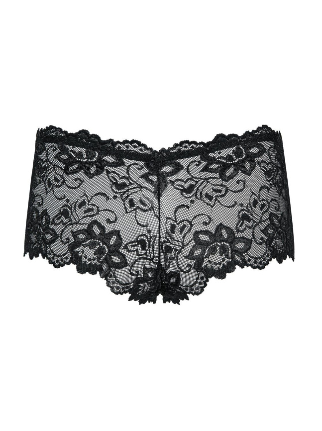 Трусики-шортики Obsessive Idillia shorties, L/XL, чорні, мереживні, з низькою посадкою фото 5