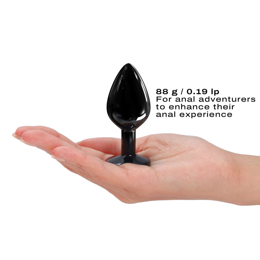 Металева анальна пробка з кристалом Dorcel Diamond Plug Black M фото 3
