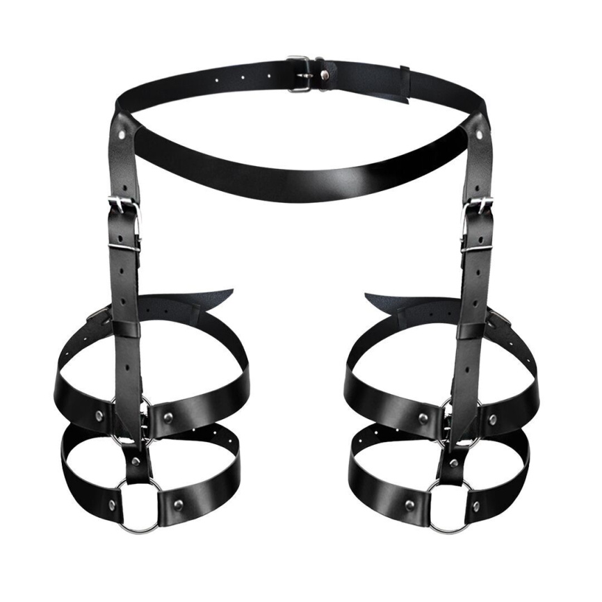 Шкіряні гартери Art of Sex - Melani Leather garters, Чорні L-2XL фото 1