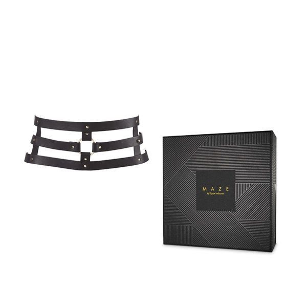 Портупея-пояс Bijoux Indiscrets MAZE - Wide Belt and Restraints Black, екошкіра фото 2
