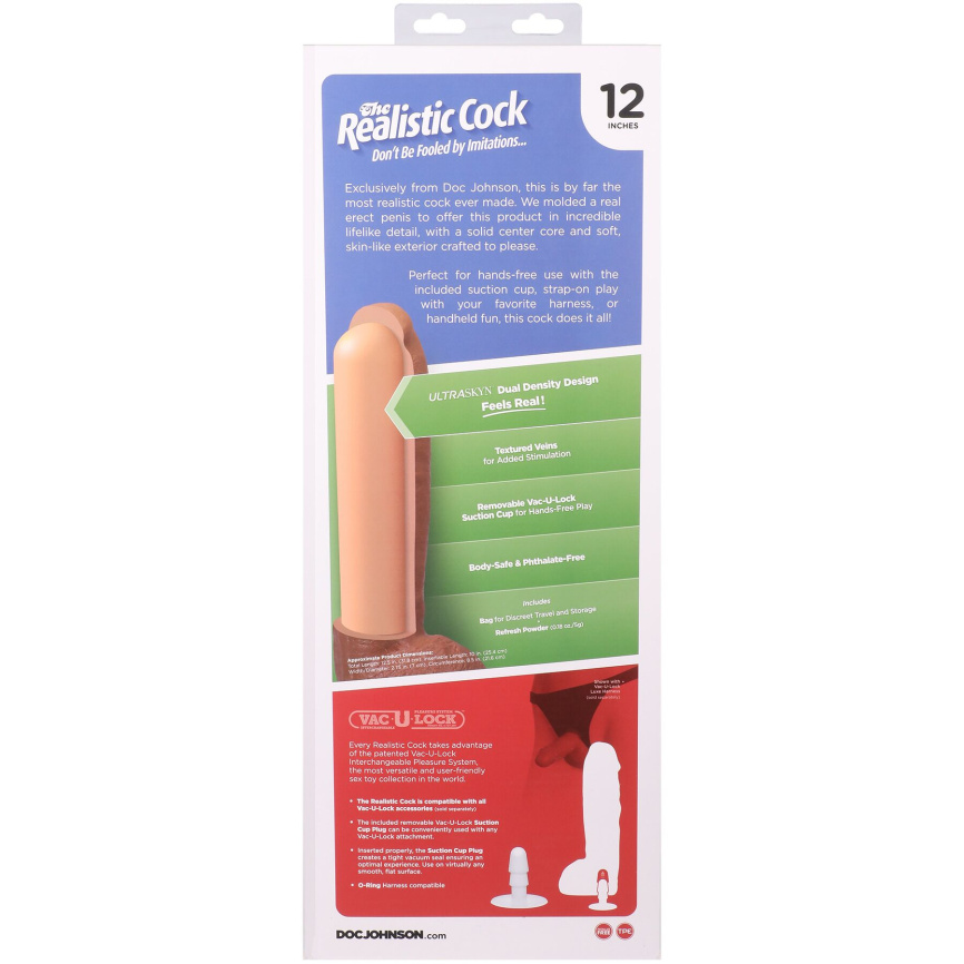 Фалоімітатор Doc Johnson The Realistic Cock ULTRASKYN - 12 Inch Hung with Balls Vanilla фото 11