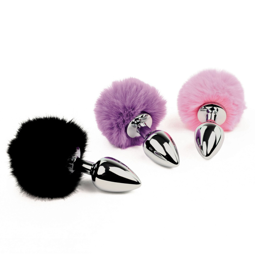 Анальна пробка FeelzToys - Bunny Tails Butt Plug Black фото 4