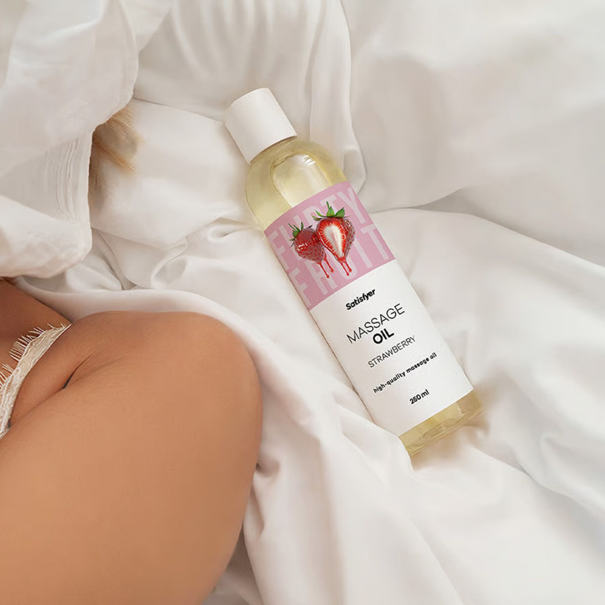 Розпродаж!!! Масажна олія Satisfyer Massage Oil Strawberry 250 мл (термін 30.04.2027) фото 7