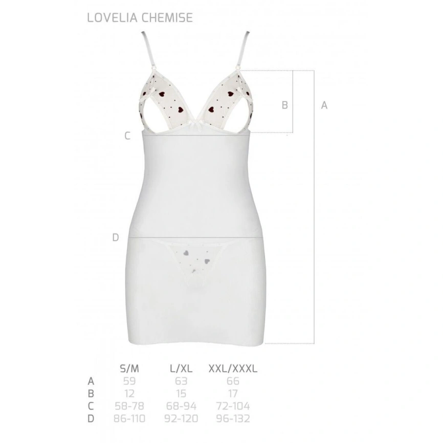 Сорочка с вырезами на груди, стринги Passion LOVELIA CHEMISE L/XL, white фото 14