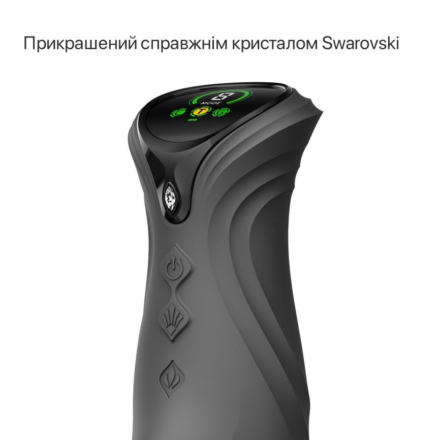 Смарт пульсатор-кролик з вібрацією Zalo Mose 2 Obsidian Black, підігрів до 42 °C, кристал Swarovski фото 17