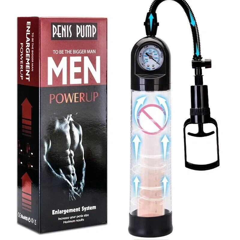 Вакуумная помпа Men Powerup со стрелочным манометром и ручным насосом фото 2