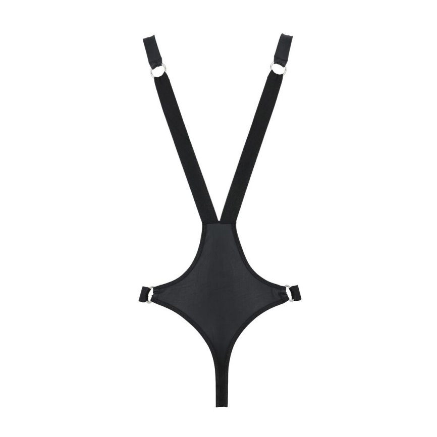 Чоловіче боді з люверсами Passion 028 HARRY S/M Black, екошкіра, на шлейках фото 12