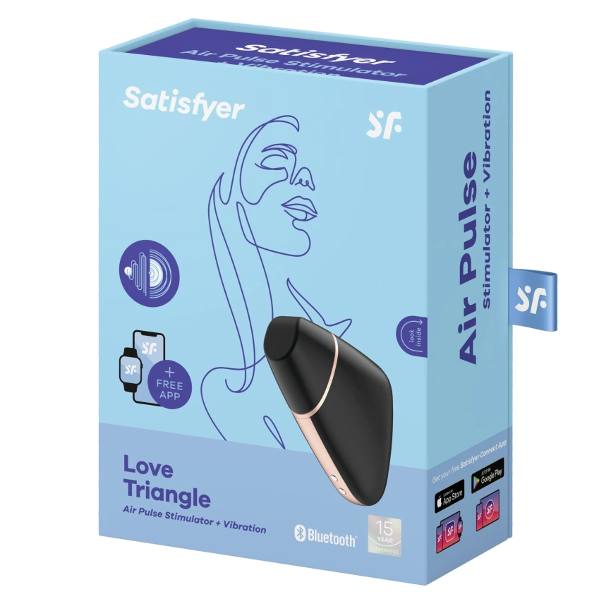Вакуумный клиторальный стимулятор Satisfyer Love Triangle Black с управлением через интернет фото 7