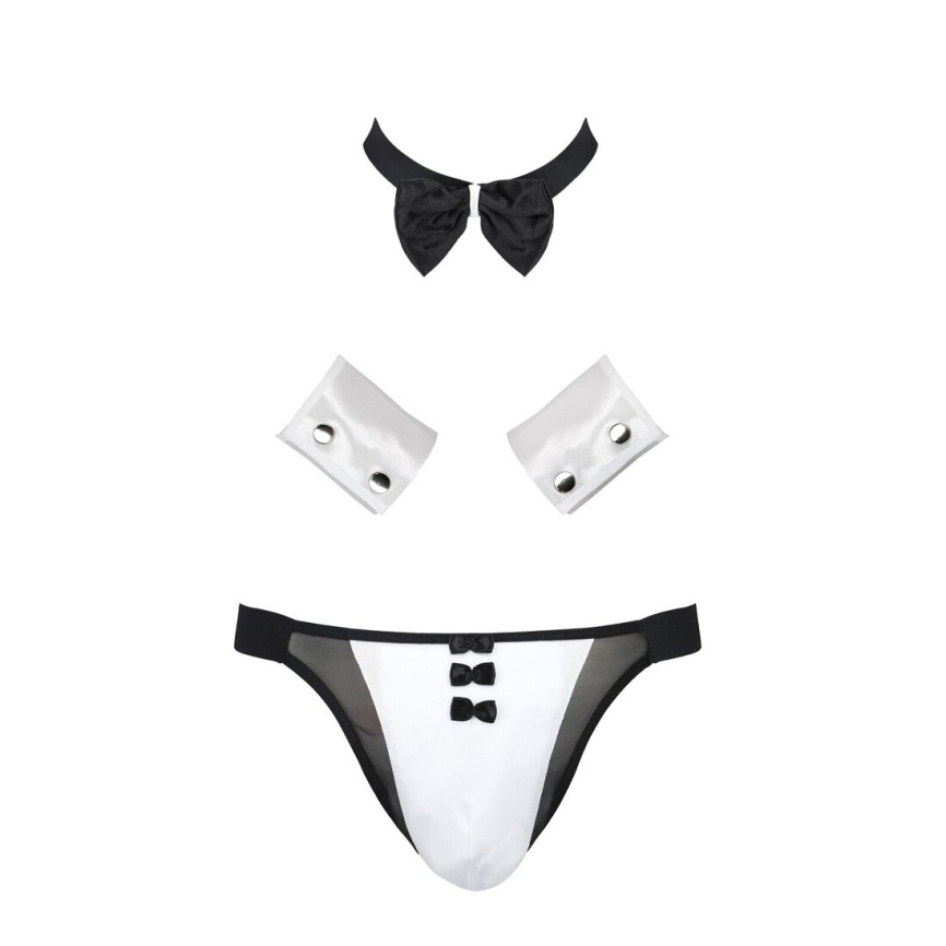 Комплект еротичної чоловічої білизни Passion 036 ALFRED XXL/XXXL Black, труси, комірець, манжети фото 11