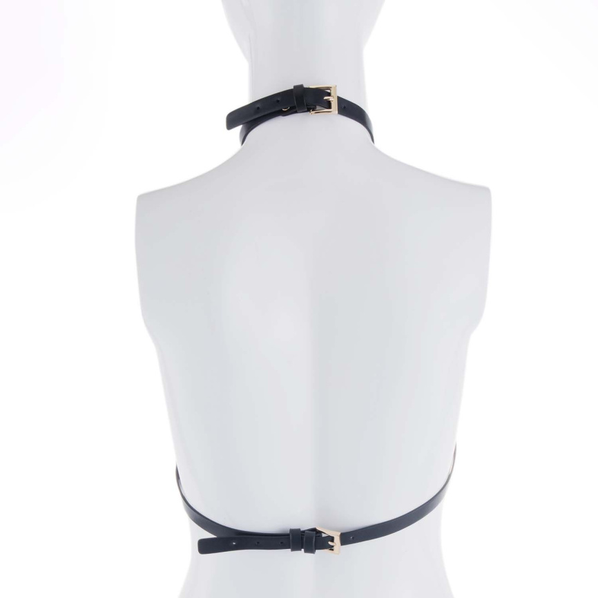 Портупея на грудь LOCKINK SEVANDA Queen Chest Harness with Removable Bra, чорна, зі знімними пестис фото 3
