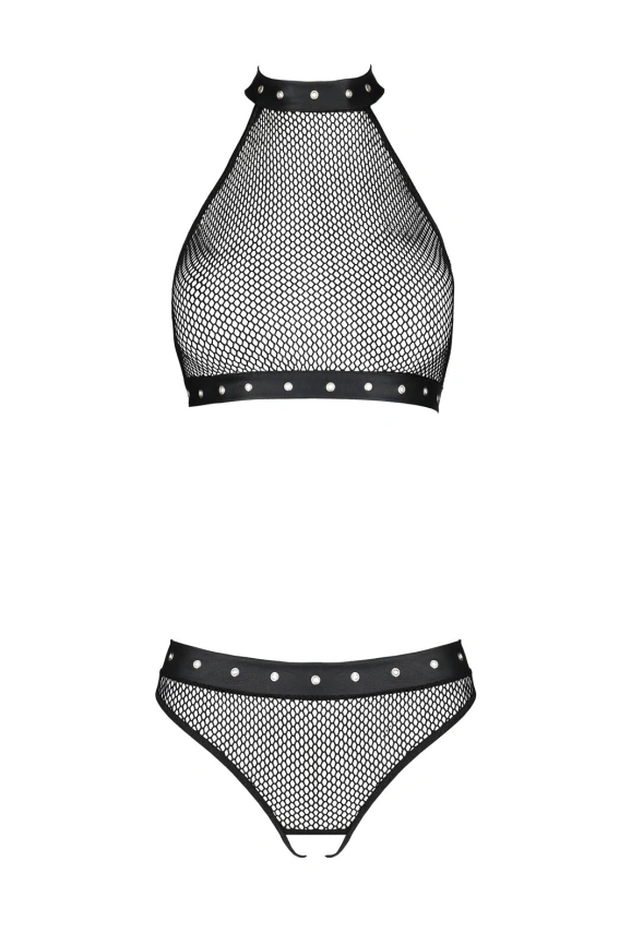 Белье с открытым доступом Passion MOONLIGHT SET S/M black, топ, стринги фото 3
