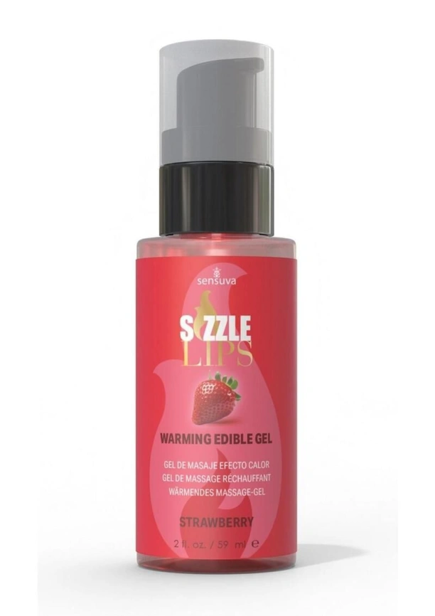 Согревающий массажный гель Sensuva Sizzle Lips Strawberry (59 мл), без сахара, съедобный фото 1