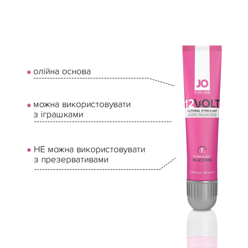Збудливий гель для клітора JO 12VOLT (10 мл) з ефектом пульсації та розігріву фото 4