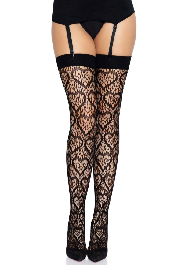 Ажурные чулки с сердечками Leg Avenue Heart Black, one size фото 6