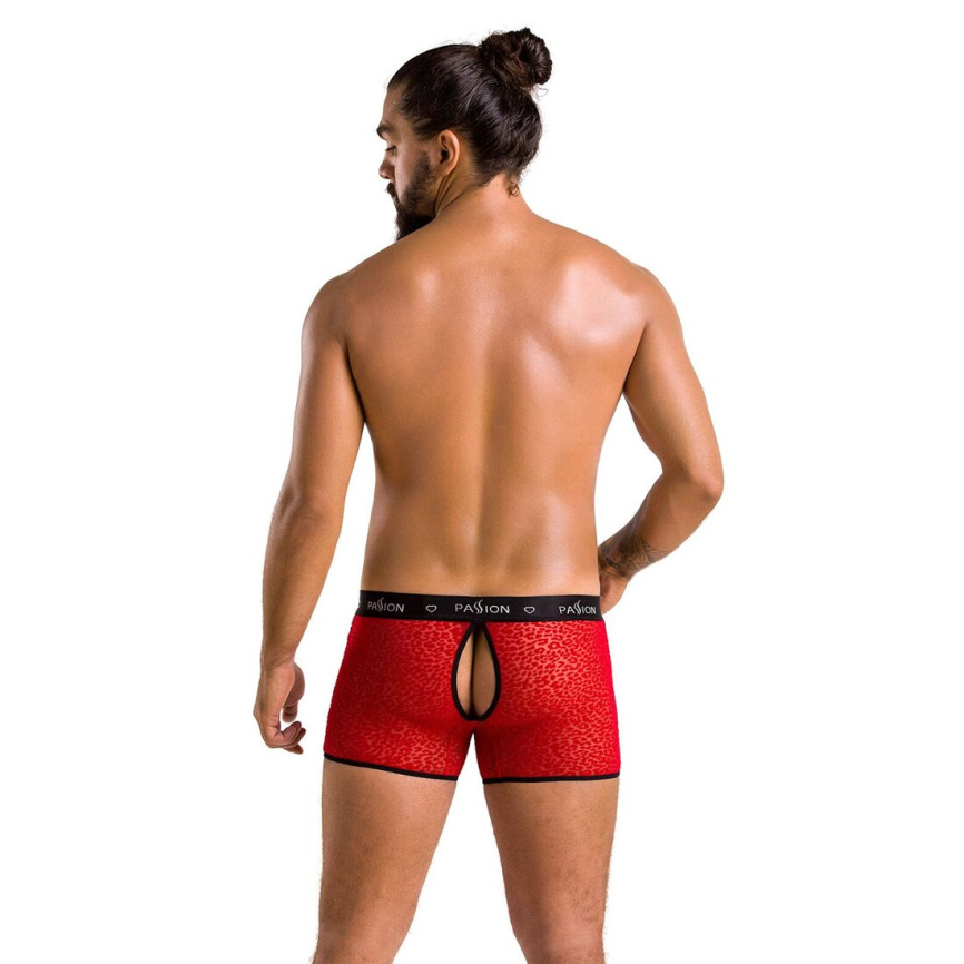 Чоловічі прозорі боксери Passion 046 SHORT PARKER L/XL Red, сітка, під леопард фото 10