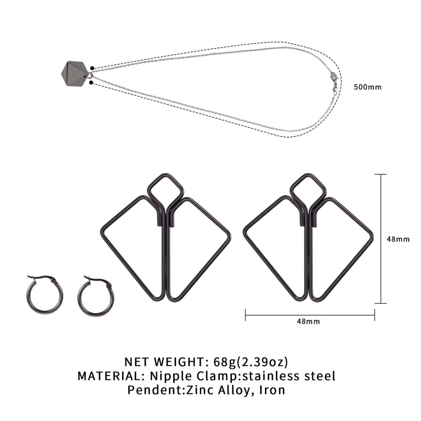 Затискачі для сосків з важкою підвіскою LOCKINK Nipple Clamps with Heavy Pendant, сріблясті фото 7