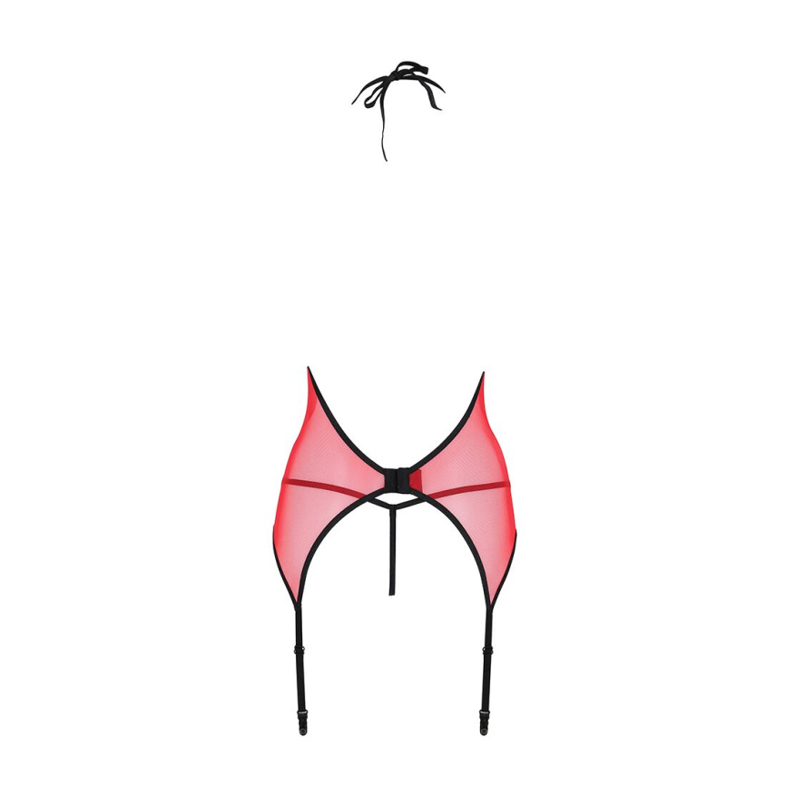 Корсет з пажами для панчіх Passion PEONIA CORSET XXL/XXXL red стрінги фото 12