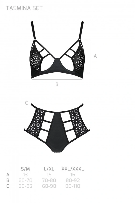 Распродажа!!! Комплект из эко-кожи Passion Tamaris Set black S/M, бюстгальтер и трусики фото 5