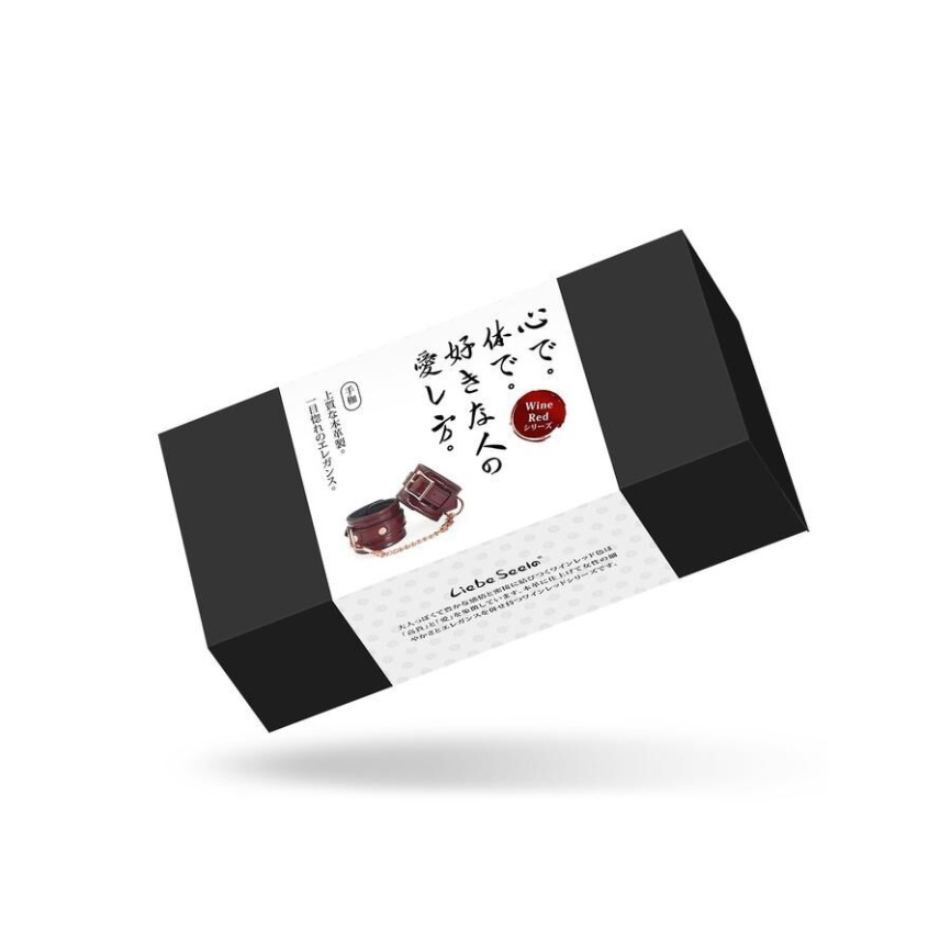 Шкіряні наручники Liebe Seele Wine Red Wrist Cuffs, знімний ланцюжок-кріплення фото 10