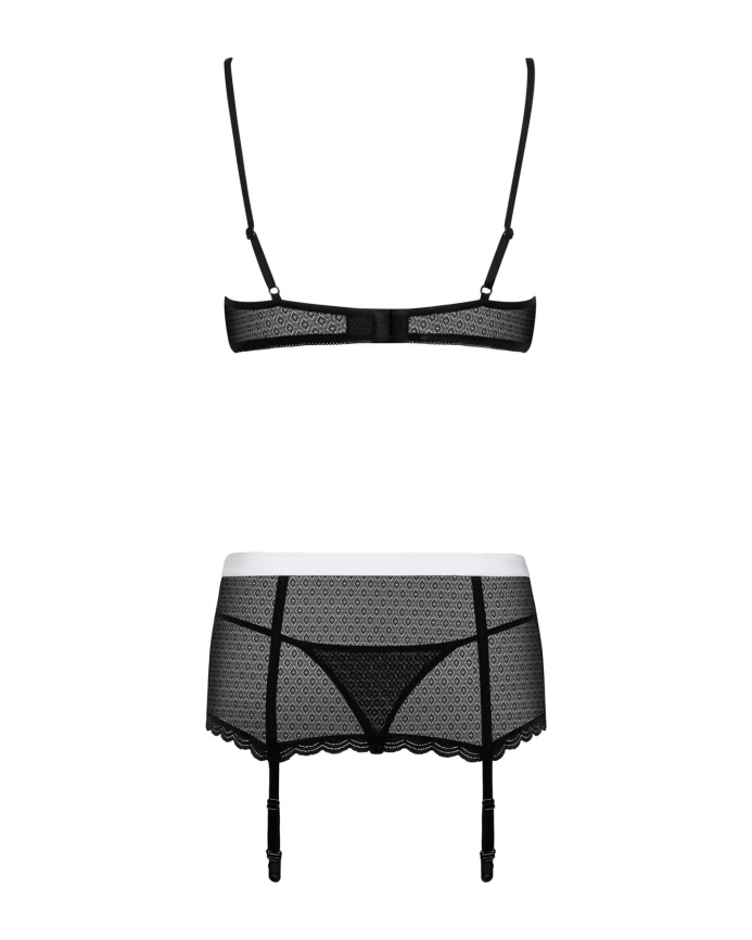Еротичний костюм покоївки Obsessive Maidme set 5pcs L/XL, бюстгальтер, пояс з фартухом, панчохи, стр фото 6