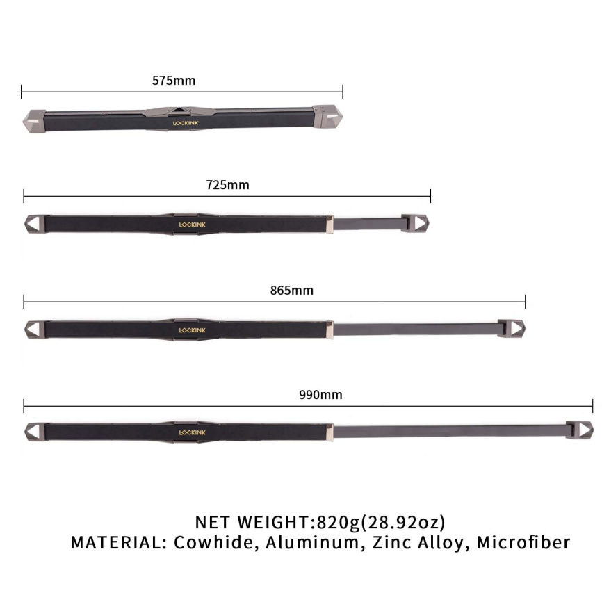 Фіксатор-розпірка LOCKINK Adjustable Spreader Bar Set, чорний, шкіряний, ремені для шиї, рук/ніг фото 9