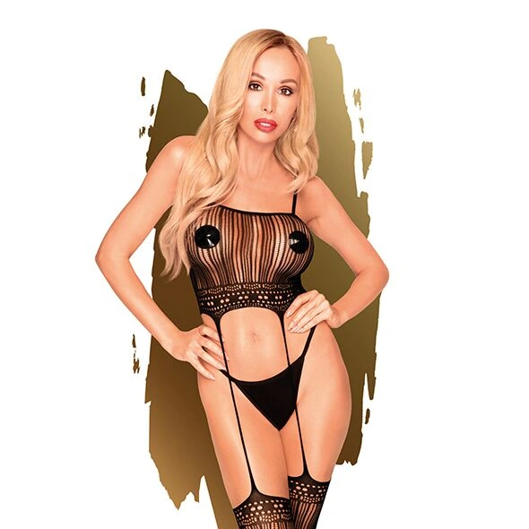 Бодистокинг с топом и чулками на подвязках Penthouse - Sex Dealer Black XL фото 1
