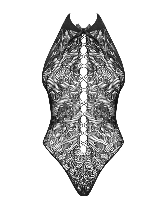 Бодістокінг з великими осередками та відкритою спиною Obsessive B119 teddy S/M/L, халтер фото 5