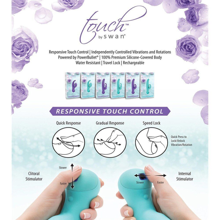 Вібратор-кролик з сенсорним управлінням Touch by SWAN - Solo Purple, глибока вібрація, для точки G фото 8