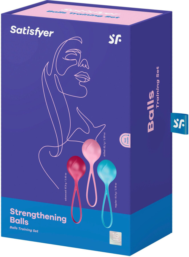 Вагінальні кульки Satisfyer Strengthening Balls (3шт), діаметр 3,8 см, маса 62-82-98г, монолітні фото 4