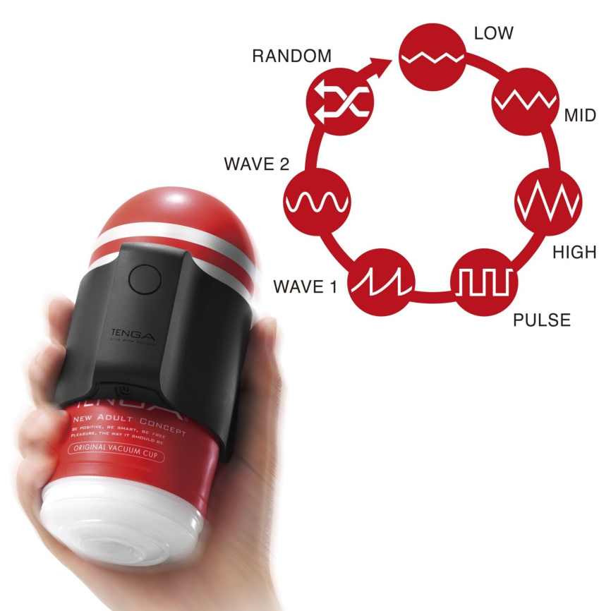 Вібронасадка Tenga CUP VIBRATOR, 7 режимів, 1 мастурбатори в комплекті фото 2