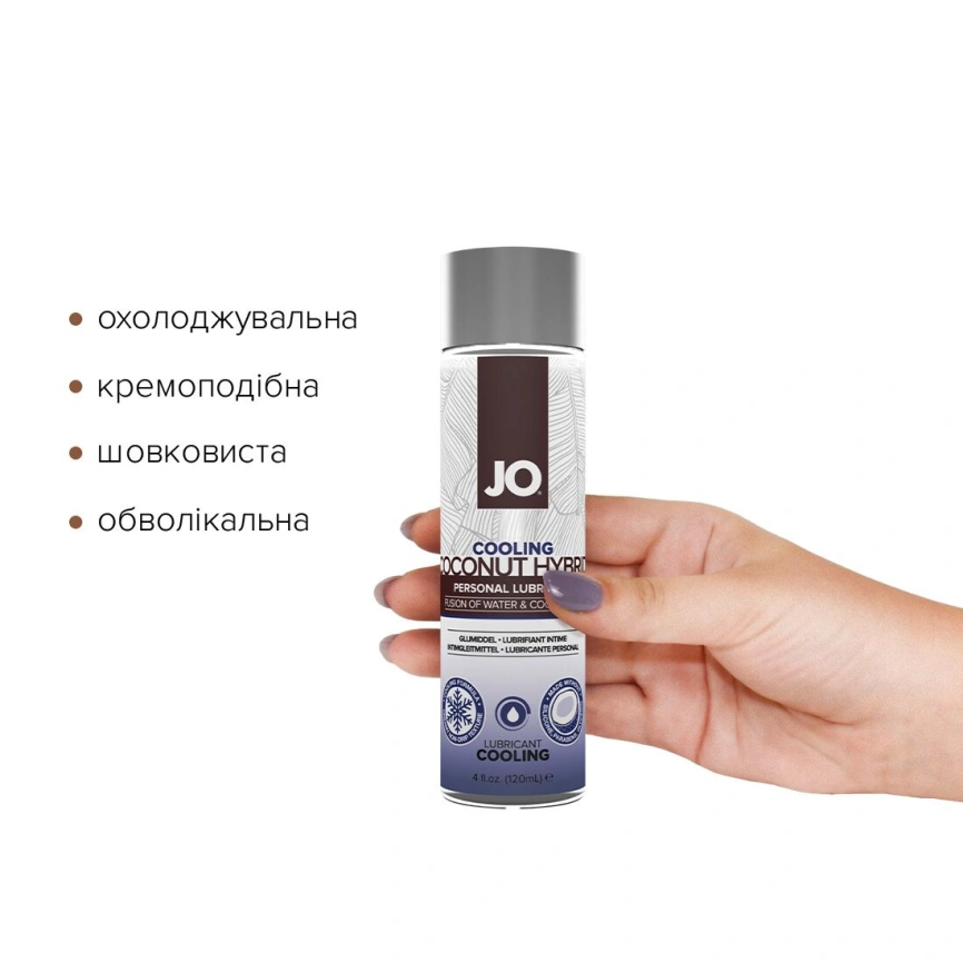 Охлаждающая смазка-крем с кокосовым маслом JO Coconut Hybrid COOLING (120 мл) белая фото 6