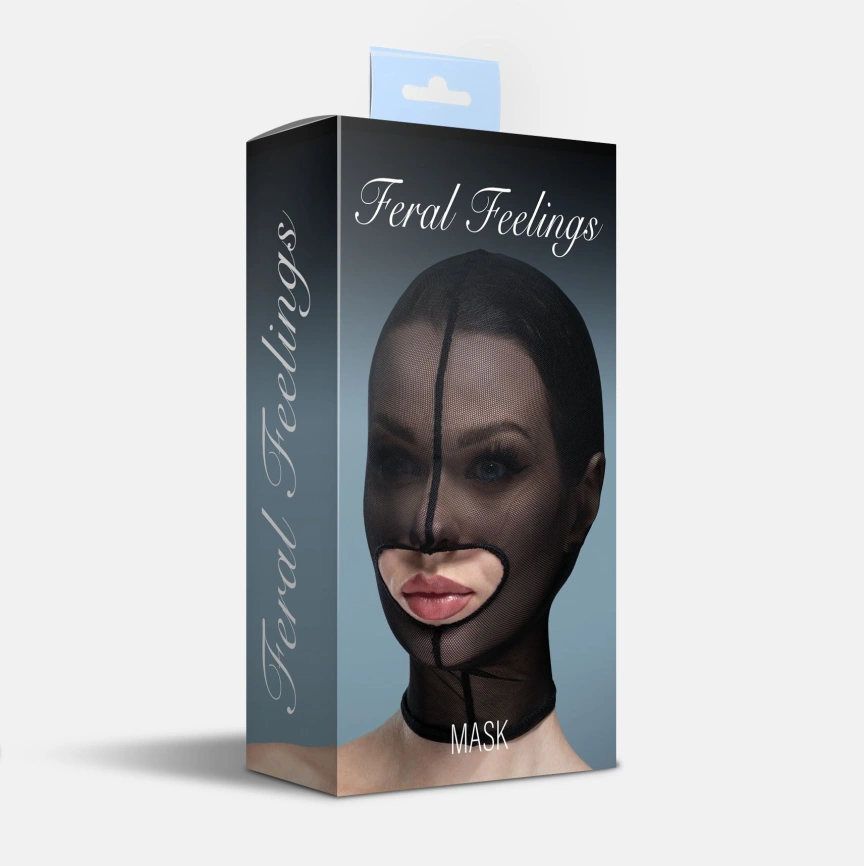 Маска сетка с открытым ртом Feral Feelings - Hood Mask Black фото 2