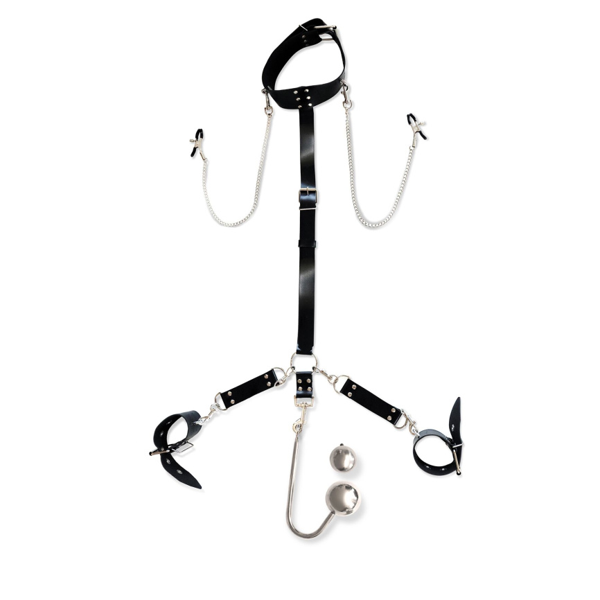 Бондажний набір з металевим анальним гаком Art of Sex Beatrice Bondage set with anal hook № 4 фото 1