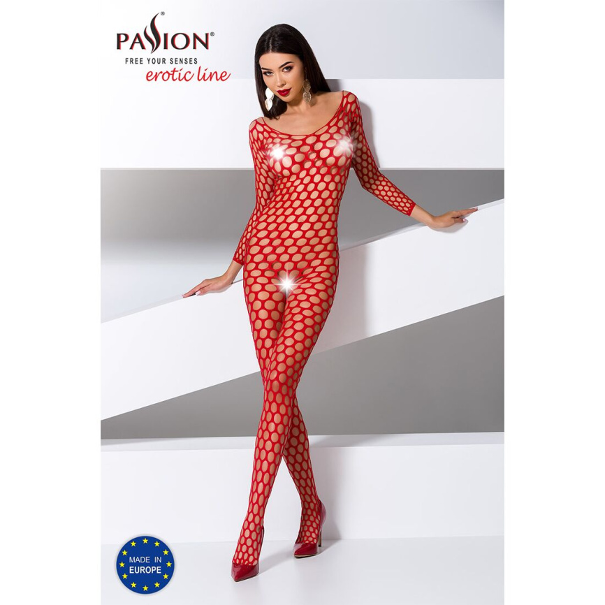 Бодістокінг з великою сіткою Passion BS077 red фото 2
