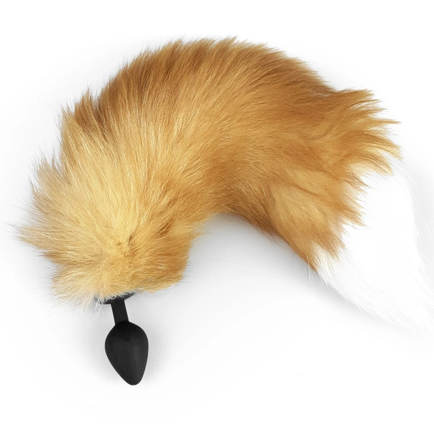 Силиконовая анальная пробка с хвостом из натурального меха Art of Sex size M  Red Fox fox фото 1