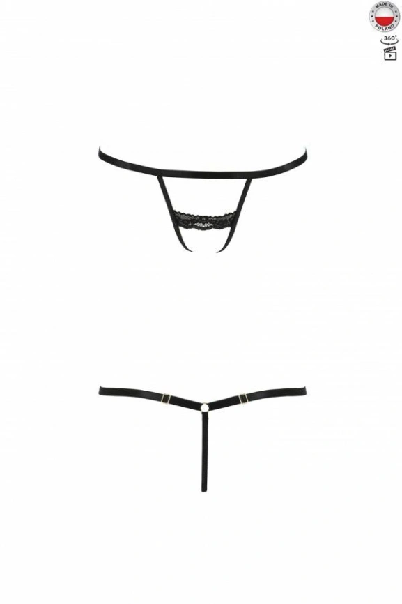 Трусики-стрепы Passion Exclusive SHELLY THONG L/XL, black фото 1